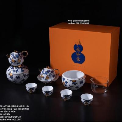 BỘ ẤM CHÉN HỒ LÔ VIỀN VÀNG - QUÀ TẶNG CAO CẤP